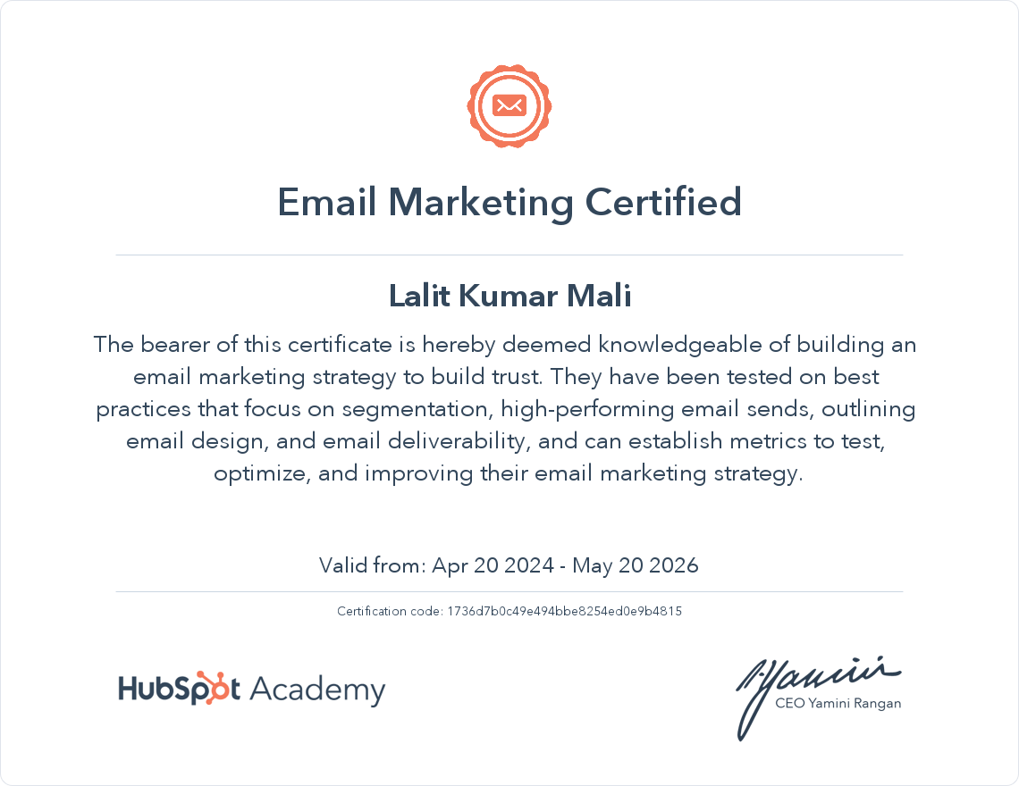 lk email marketing certificate