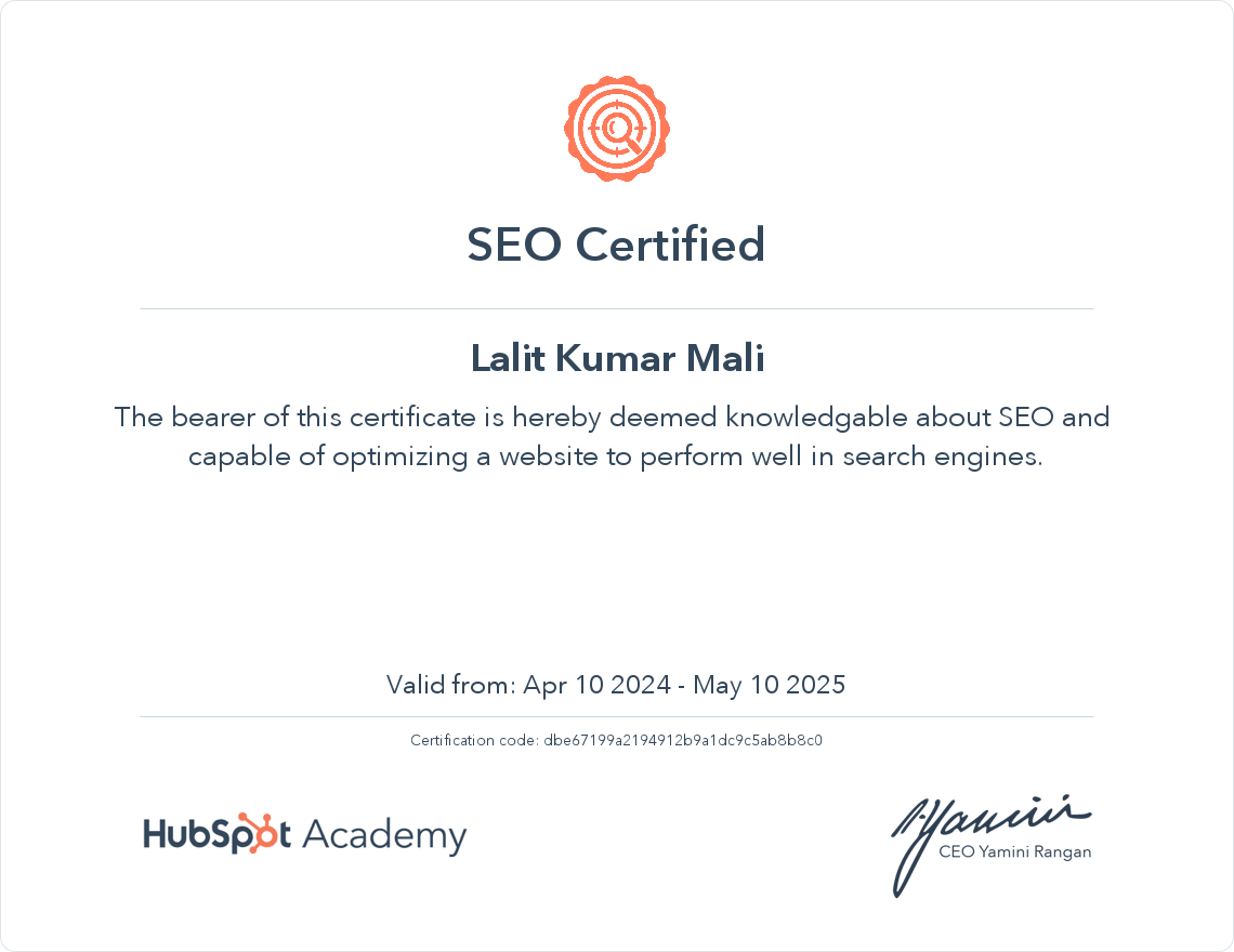 lk seo certificate