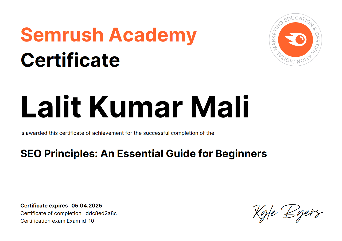lk semrush certificate